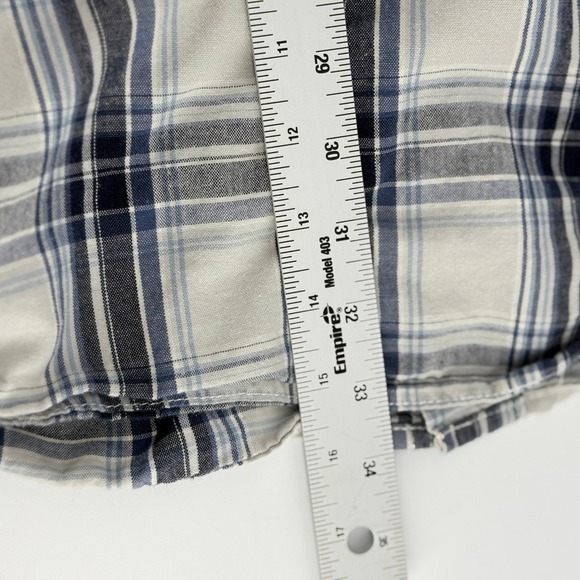 Duluth Trading Co Men 2XLT Blue White Plaid Cotton SS Button Down Shirt 51710 - Picture 6 of 8